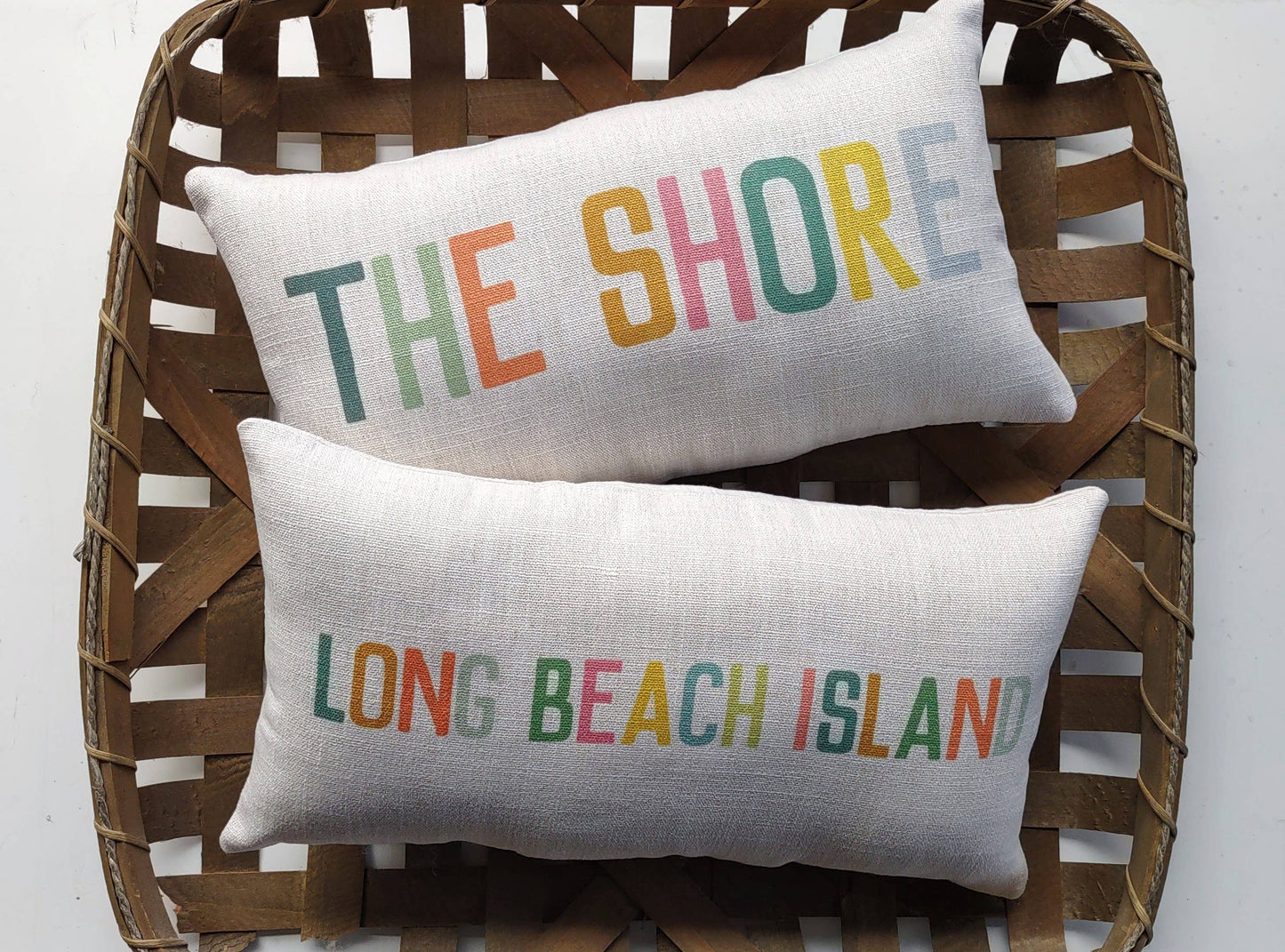 Personalized Beach Town Pillow with Summer Colors