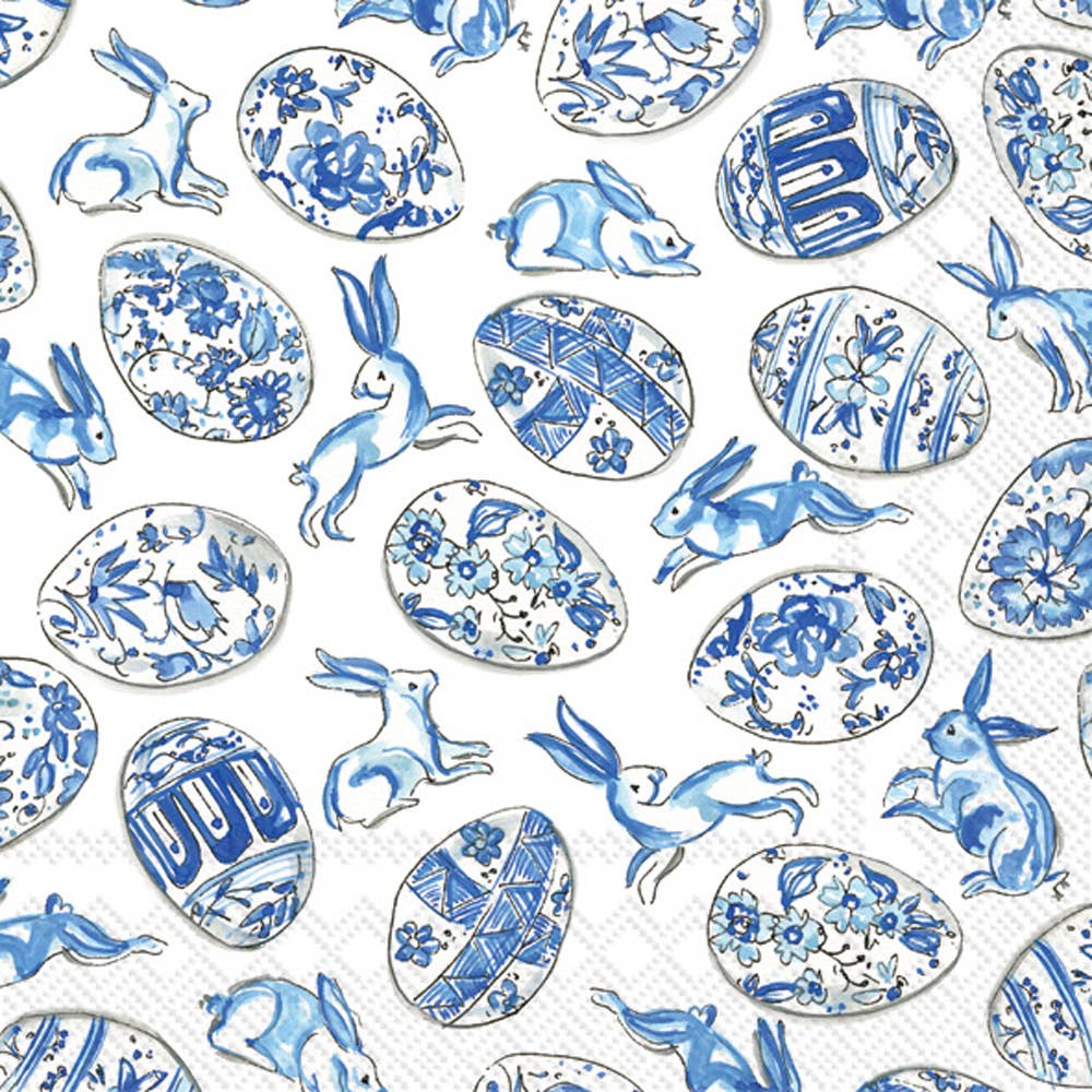 Paper Cocktail Napkins Pack of 20 Blue And White Eggs Easter