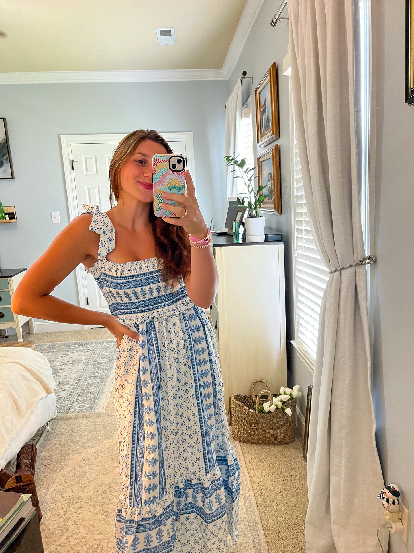 Sophia Blue & White Maxi Dress