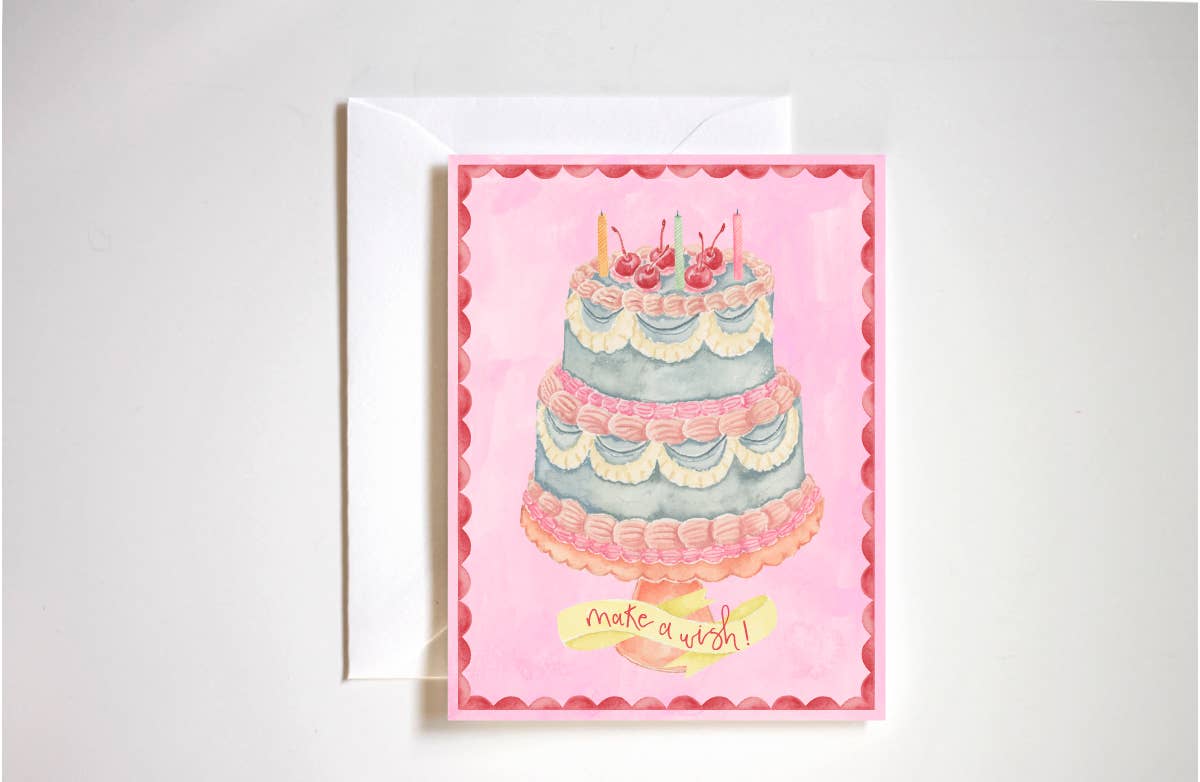 Make a wish retro cake birthday card